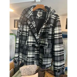 Hydraulic Women's Plaid Hooded Jacket Black White Size L